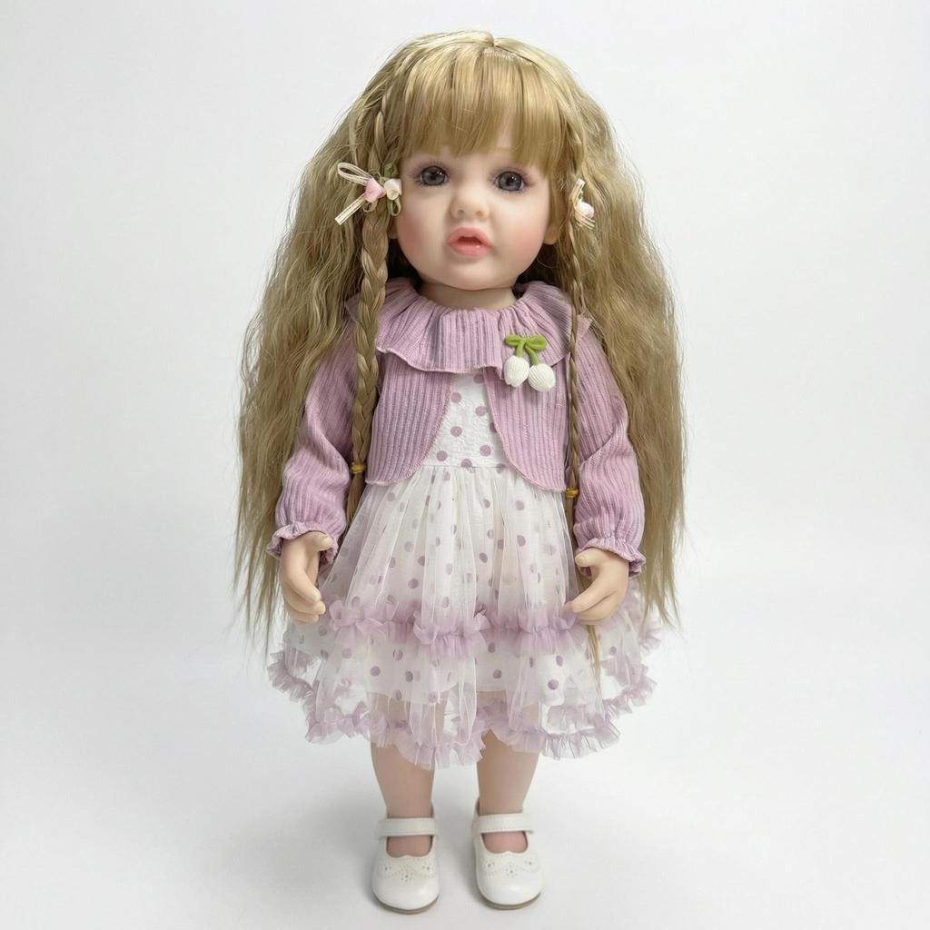 NPK 22" Hellviolettes Tuch Langärmelige Betty Reborn Puppe - Perfektes Weihnachtsgeschenk für Kinder