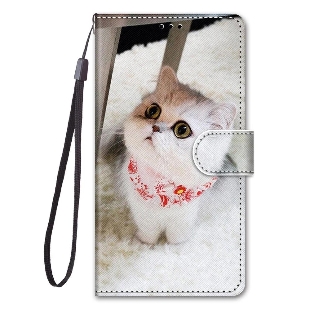 Leather Flip Phone Case For Xiaomi Redmi Note 7 8 Pro 8T 9 Pro 9S Lion Cat Flower Butterfly Painted Wallet Card Holder Cover