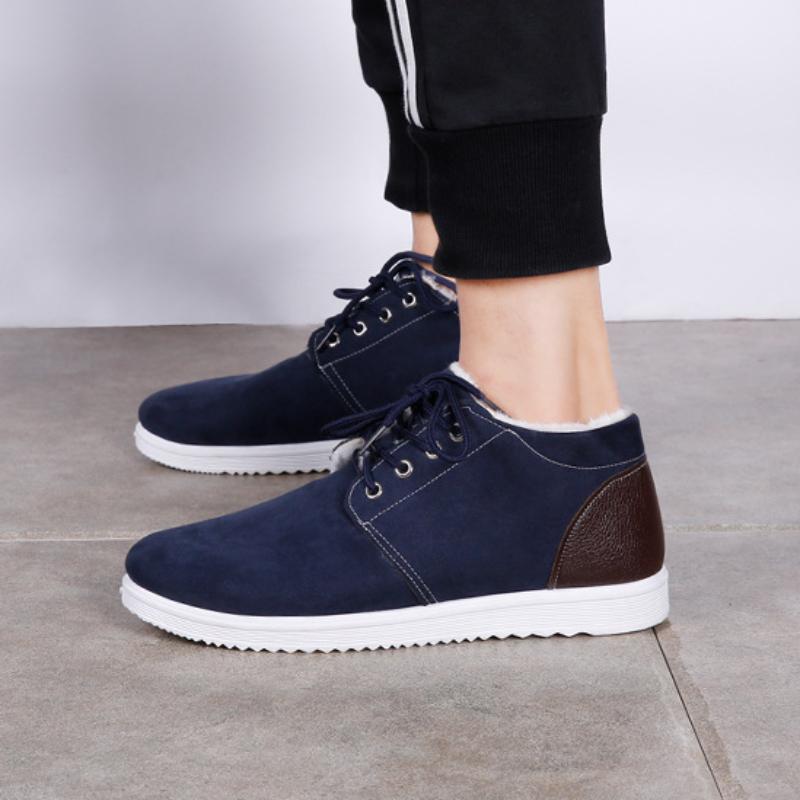 Light Warm Cotton Shoes for Men Winter Shoe Suede Men Sneakers 2024 New Thicken Plush Comfort Lace-up Footwear Zapatos De Hombre