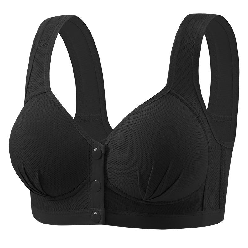 Large Front Open Button Non-magnetic and Steel Ring Thin Breathable Bra, Comfortable and Beautiful Back, Gathered Side Fold Underwear for Women