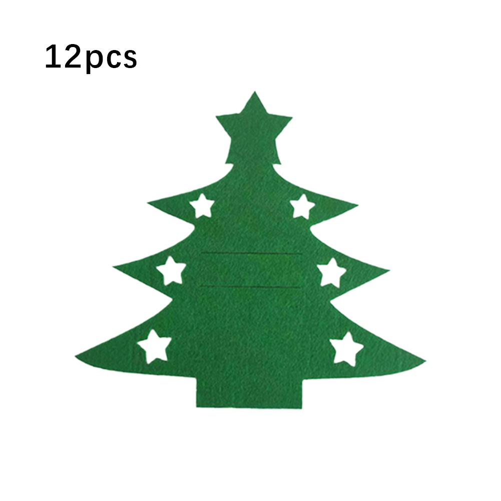 Christmas Cutlery Mat Creative Christmas Tree Design Soft Thick Felt Fordurable 12 Pieces For Home Restaurant Outdoor