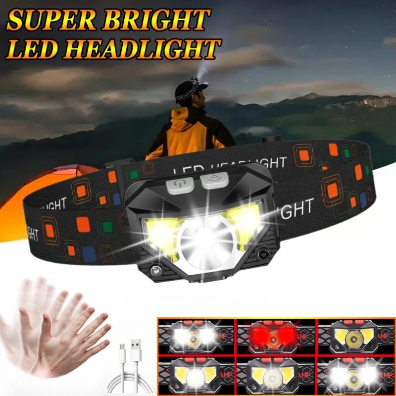 8 Modes LED Headlight Handfress Motion Sensor Powerful Headlamp Head Lamp COB Flashlight Torch Camping Fishing LED Head Light