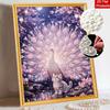 DIY Framed Pearl Painting Kit Peacock Cat Pattern Sparkling Bead Canvas Creative Craft Gift for Women and Adults Home Decor Wall Art Project