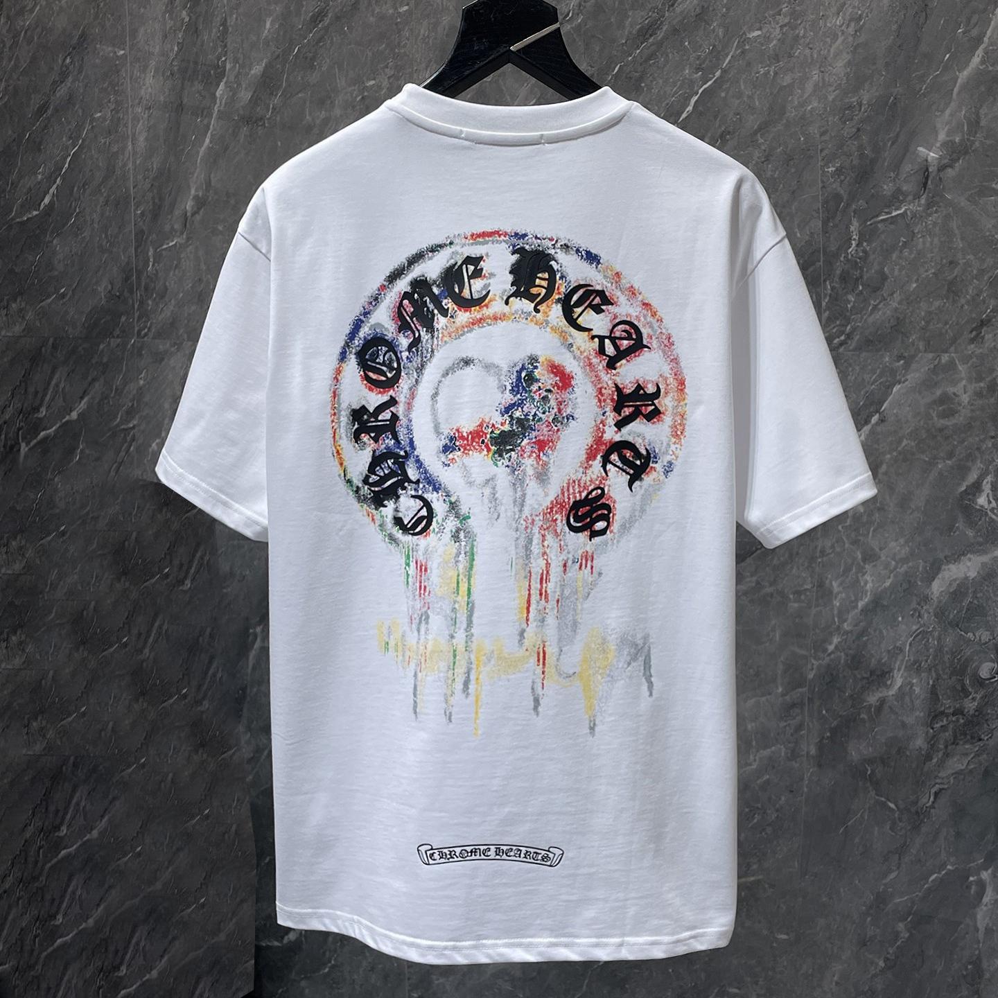 

8936 CHROME HEARTS 2026 Summer New High Quality Cotton Round Neck Loose Large Size Men s and Women s T-shirt Couple T-shirt XL