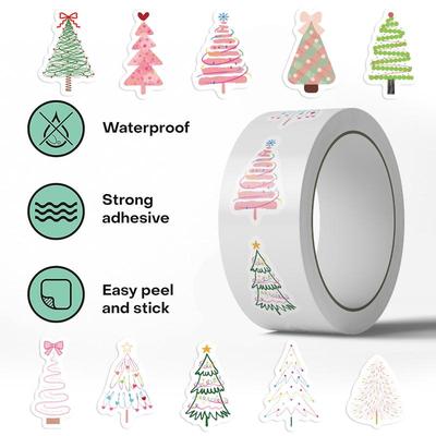 500 Stück/Rolle Wunderschöne Weihnachtsbaum Dekorative Aufkleber Weihnachtsgeschenk Verpackungsetikett Aufkleber Belohnungsaufkleber Scrapbook Station