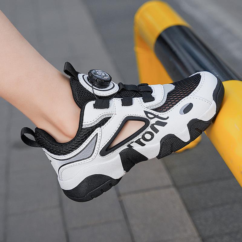 Jungen Basketballschuhe Sommer neue einzelne Netzschuhe hohl atmungsaktiv drehbare Schnalle verschleißfest rutschfest Jugend Laufschuhe Herren
