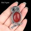 1Pc, Halloween Owl Shape Reiki Healing Crystal Pendant Brooch Pin, Unique Dual Purpose Design, for DIY Unisex Necklace Accessories or Hanging Clothes
