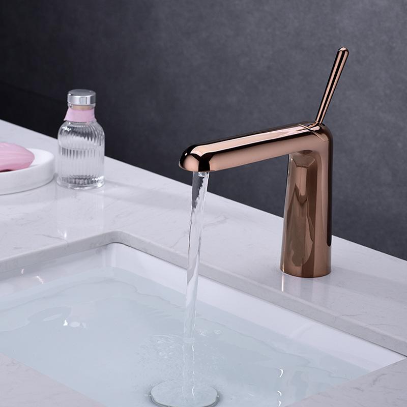 New Luxury Gold Basin Faucet Bathroom Single Lever Hot and Cold Sink Mixer Tap Faucet Solid Brass Basin Lavtory Faucet