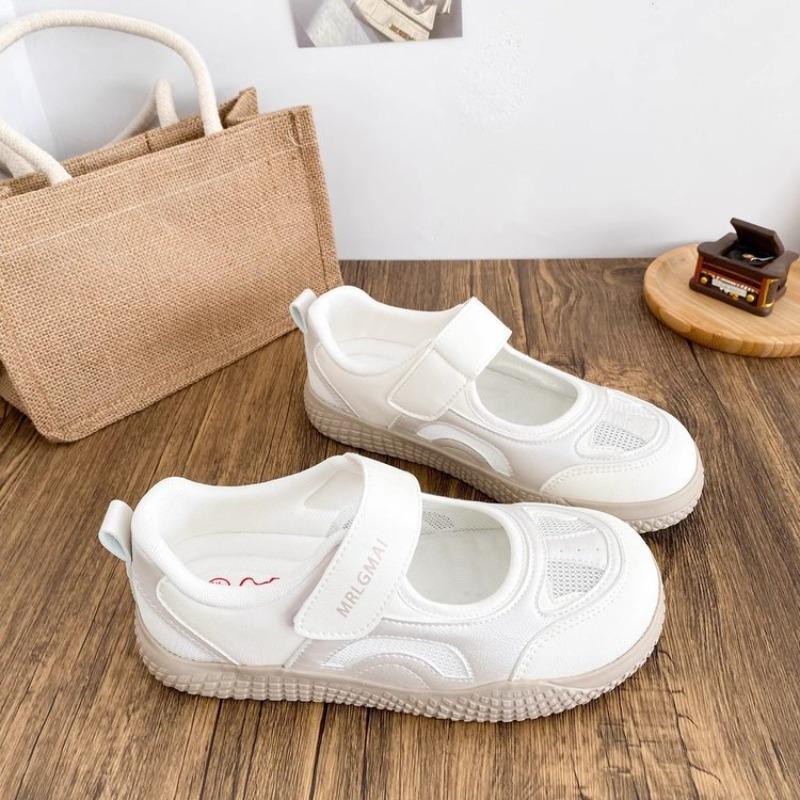 College-Stil Bonbonfarbe Klettverschluss Einzelschuhe neue runde Zehenpartie Mesh Freizeitschuhe Student Laufschuhe