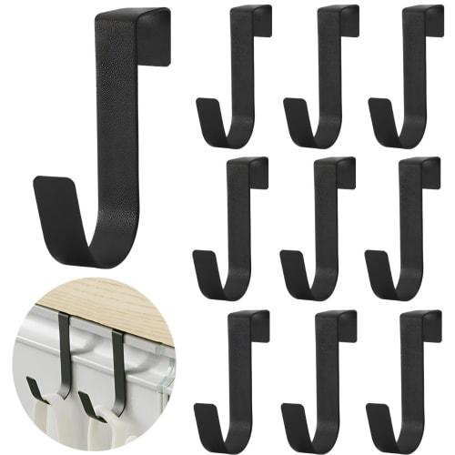 fogman Door Hooks, Door Hangers, Lintel, Entryway, Kitchen, Set of 10 (Black)