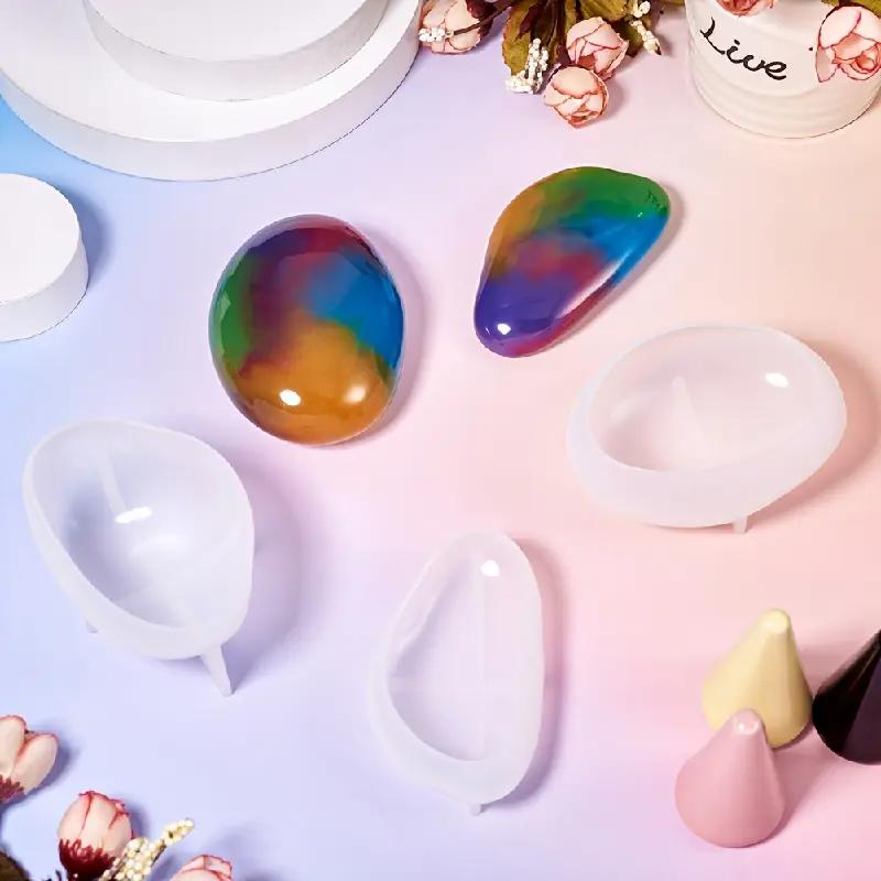 

Силиконовая форма с 3 полостями в виде крупной гальки - Многоразовая форма для смолы, гипса, глины для DIY поделок - Садовый декор, изготовление свечей, украшение дома