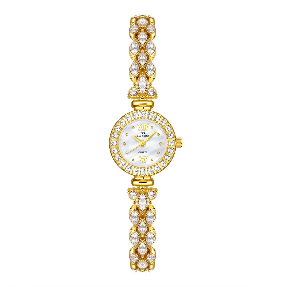 Women's Watches Luxury Elegant Ladies Wrist Watch Gold Silver Rhinestone Quartz Wristwatch Vintage Female Small Clock