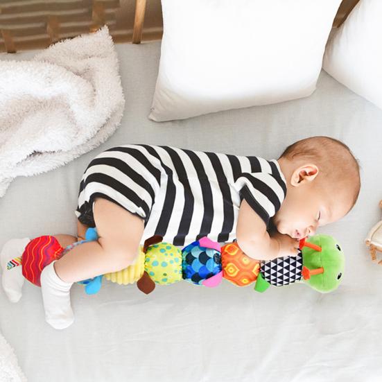 Sensory Toys for 3-12 Month Old Soft Baby Stuffed Animal with Teether Rattle Vibrating Plush Caterpillar Toy Newborn Gift