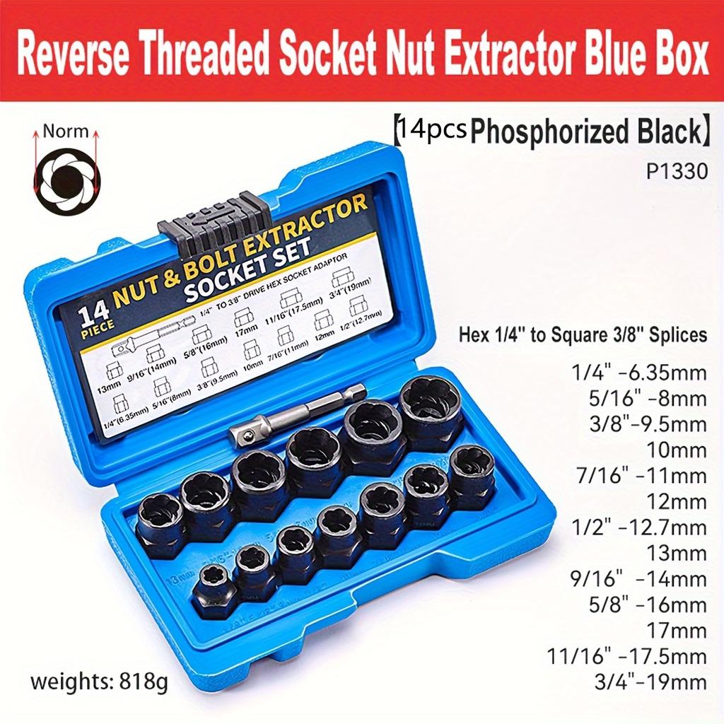 14pcs Nut Extractor, Anti-tooth Sleeve, Sliding Tooth Sleeve, ScrewDamaged Nut Screw Cap Extractor