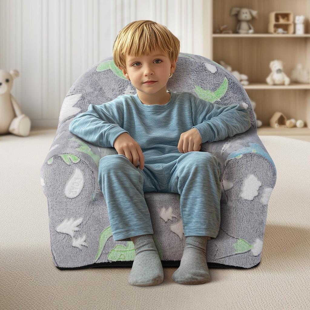 Toddler Chair Glow In the Dark Plush Baby Chair Playroom Furniture Grey
