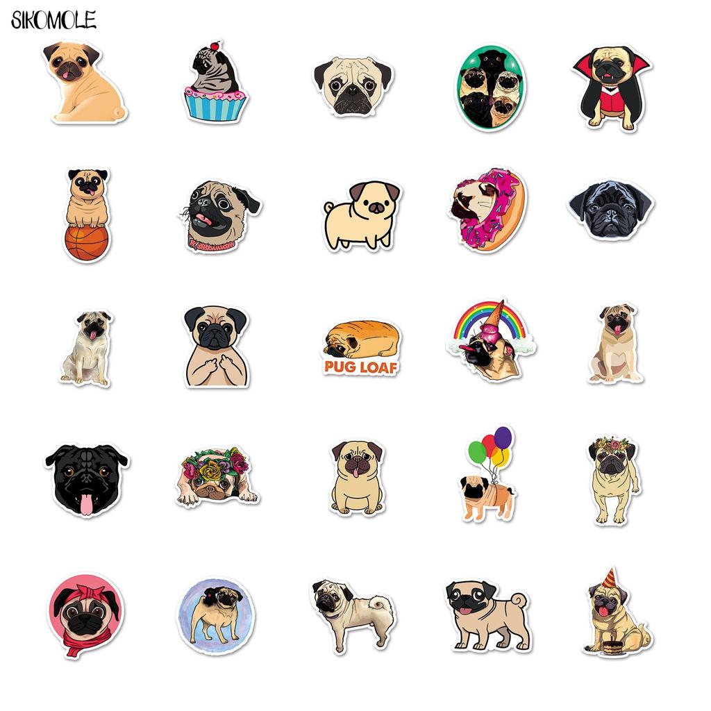 10 30 50pcs Cute Pug Dog Stickers Animals DIY Car Laptop Suitcase Skateboard Guitar Phone Cartoon Graffiti Sticker Kid Gift Toys