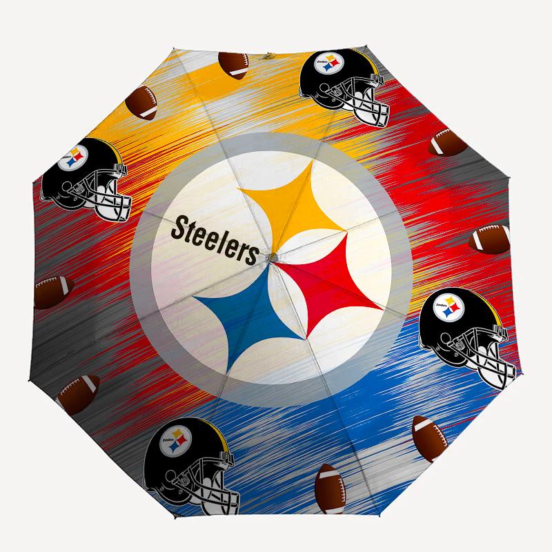 Football, Steelers Automatic Opening and Closing Umbrella, Compact Travel Umbrella, Lightweight and Portable, Suitable for Beach Commuting B
