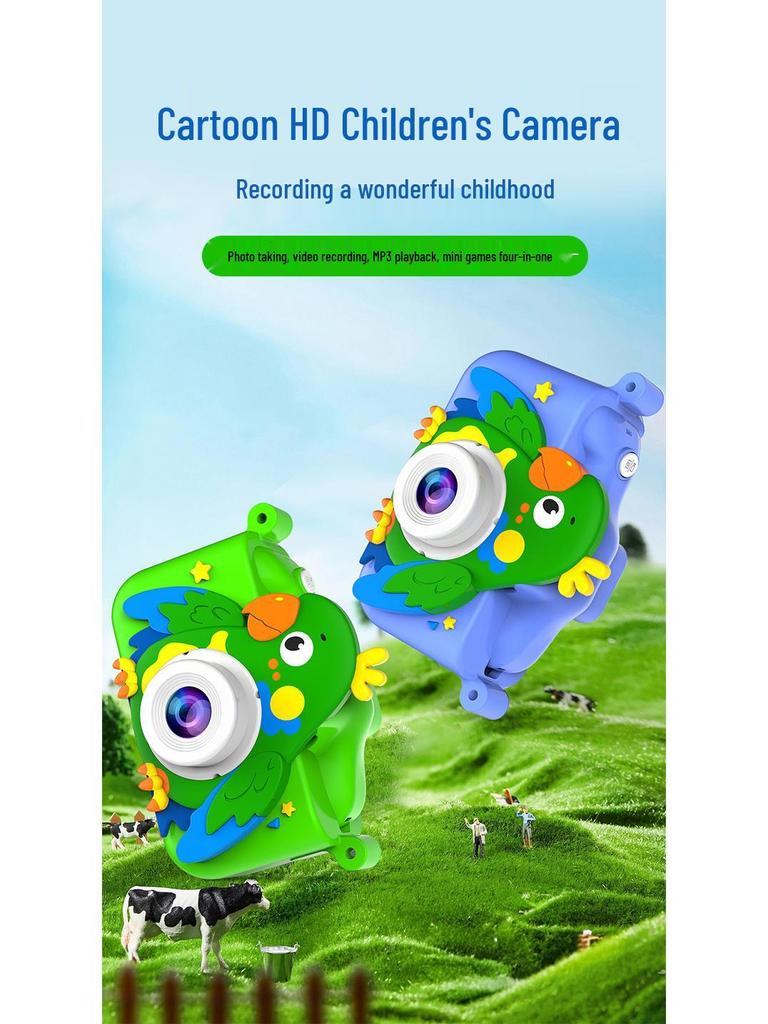 Children's Dual Lens Cartoon Digital Camera with Selfie, Video, Game, and Music Features