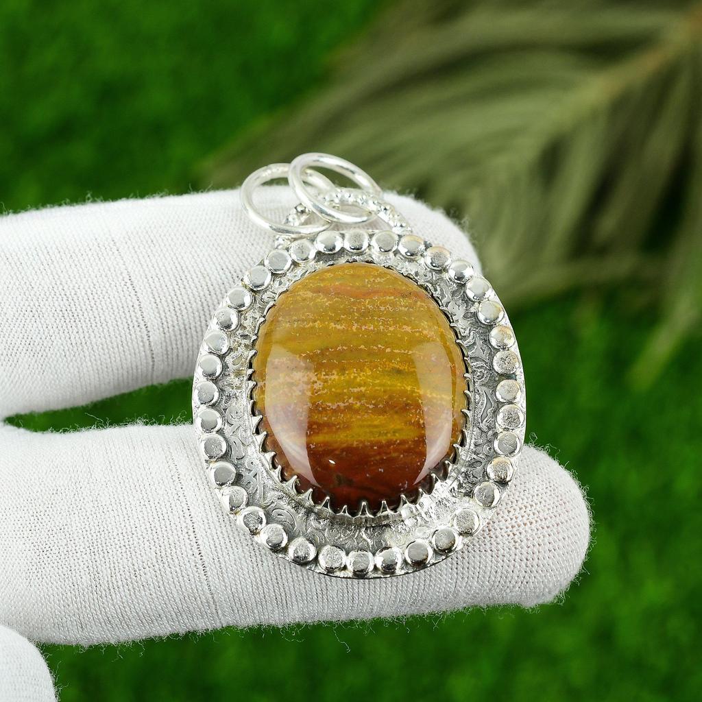 Natural Mookaite Gemstone Pendant 925 Sterling Silver Indian Jewelry For Girls
