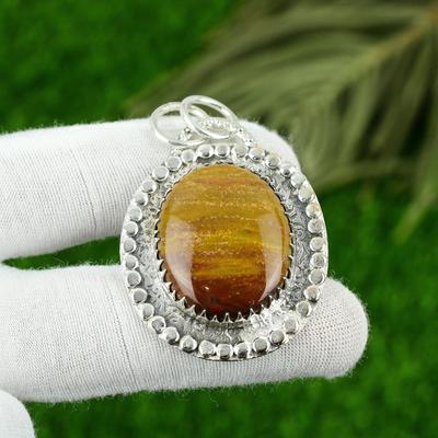 Natürlicher Mookaite Edelstein Anhänger 925 Sterling Silber Indischer Schmuck für Mädchen