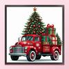Xmas Tree Truck Full 11CT 3 Strands DIY Counted Cross Stitch Patterns Arts Craft Kits 40x40cm for Beginners Adults Home Decor