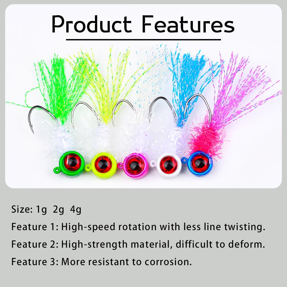 Lure Bait Lead Head Hook, Colored Feather Hook, Big Eye Fake Bait Fish Hook, Fly Hook, Fishing Gear Accessories