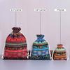 Ethnic Retro Print Stripe Cotton Drawstring Jewelry Gift Bag