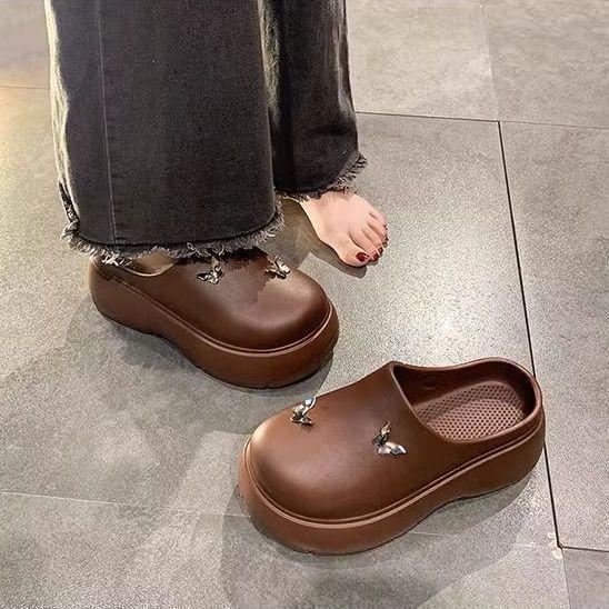 Popular Fashion Heightening Slippers Women Wear New Super Hot Internet Celebrity Thick-bottomed Bag Head Half Slippers Women In Spring and Summer 2025