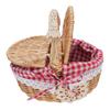 Wicker Picnic Basket with Removable Liner Empty Picnic Hamper Basket with Lid and Handle for Easter Camping Mother S Day