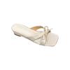 Square head cross one-word slippers women's summer bow with skirt cool slippers
