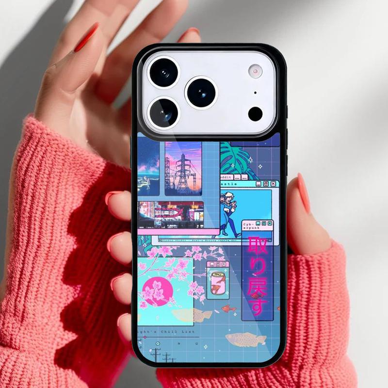Japanese Anime Aesthetic Phone Case for iPhone 17 16 15 14 13 Pro Max Back Cover for 12 11 Pro Coque