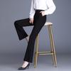 Women's Black Micro-Flare High-Waisted Elastic Pants, Slim Fit, Plus Size, Casual Spring/Autumn 2025.