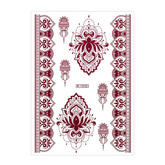Nostalgie Red Henna Tattoo Kit, Waterproof Tattoos Stickers, Temporary Stickers for Women Wedding Party Festival Decorations