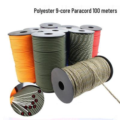9-Core 100m Polyester Paracord for Outdoor Camping, Binding, or Bracelet Weaving.