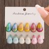6pairs Chunky Water-drop Drop Earrings Glossy Luxury Chunky Waterdrop Earrings Matte Finish Bead Stud Earring