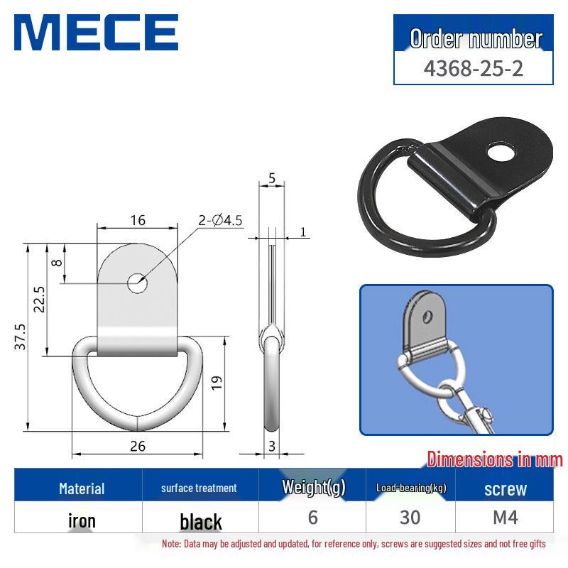 Heavy Duty D-Ring Truck Bed Tie-Down Hook with Triangle Latch