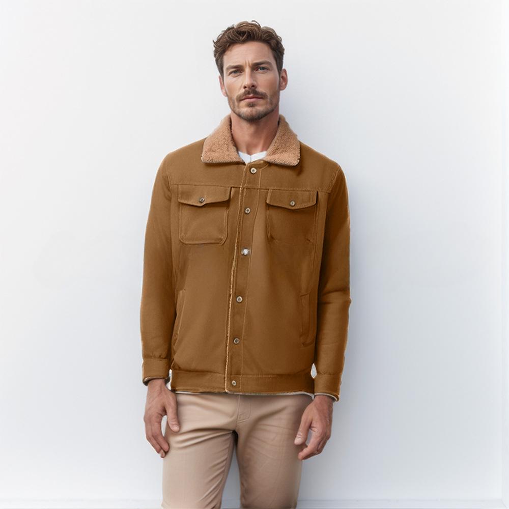Men's Autumn and Winter Plus Velvet Jacket Cotton Workwear Casual Men's Top Coat