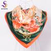 [BYSIFA] China Silk Scarf Shawl For Women  Winter Peony Chain Design Large Square Scarves Wraps Spring Autumn Head Scarves