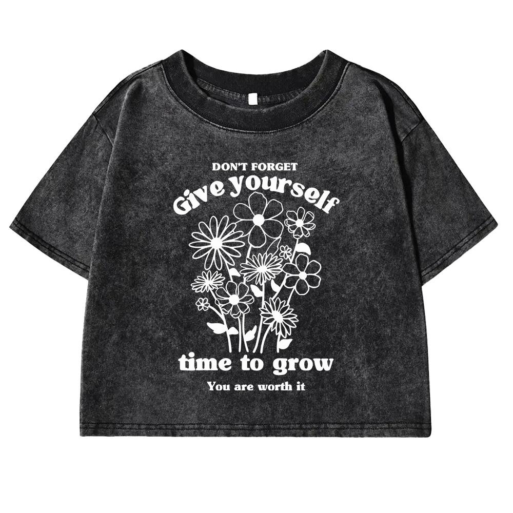 

Не забывайте давать себе время на рост Футболка с надписью Женская хлопковая одежда Ретро модная футболка Топ Повседневные футболки XL