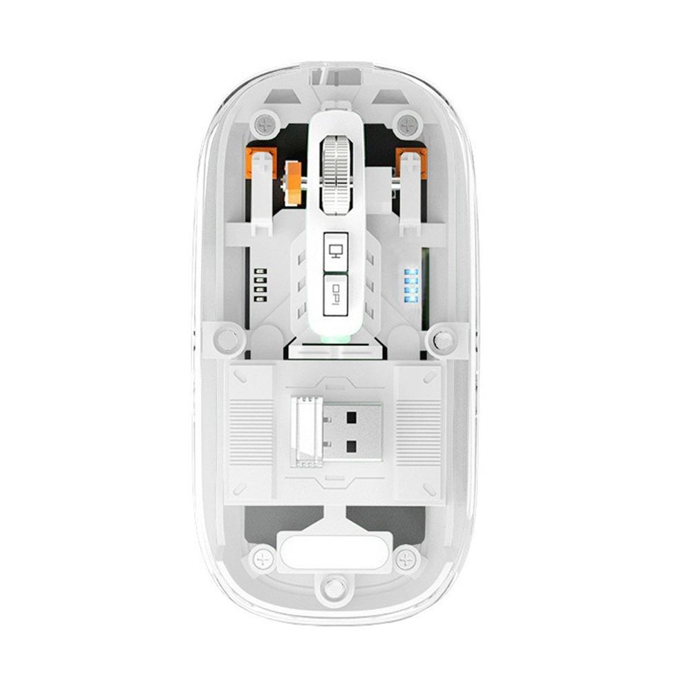 3 Modes Wireless Mouse 2.4GHz/Bluetooth 5.0" Rechargeable Mouse Sleek Transparent Mouse PC