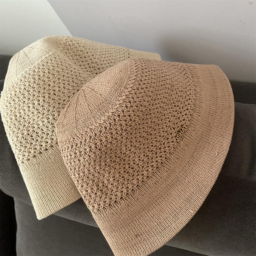 

Letter small label decorative hollow knitted hat women s autumn new elegant versatile bucket hat temperament trendy basin hat Adult average size (55-58cm) хакі