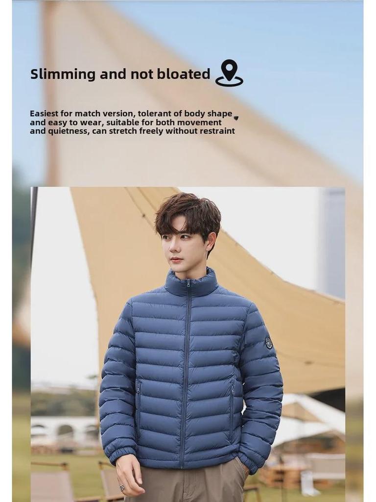 Men's YaYa Stand Collar Down Jacket 2024: Winter Slim Fit, Short, Simple, Warm, All-Match