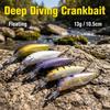 PyroCatus Deep Diving Floating Crankbait Lure 13g 10.5cm Hard Bait with Rattle Sharp Treble Hooks Freshwater Saltwater Bass Trout Pike Fishing Tackle