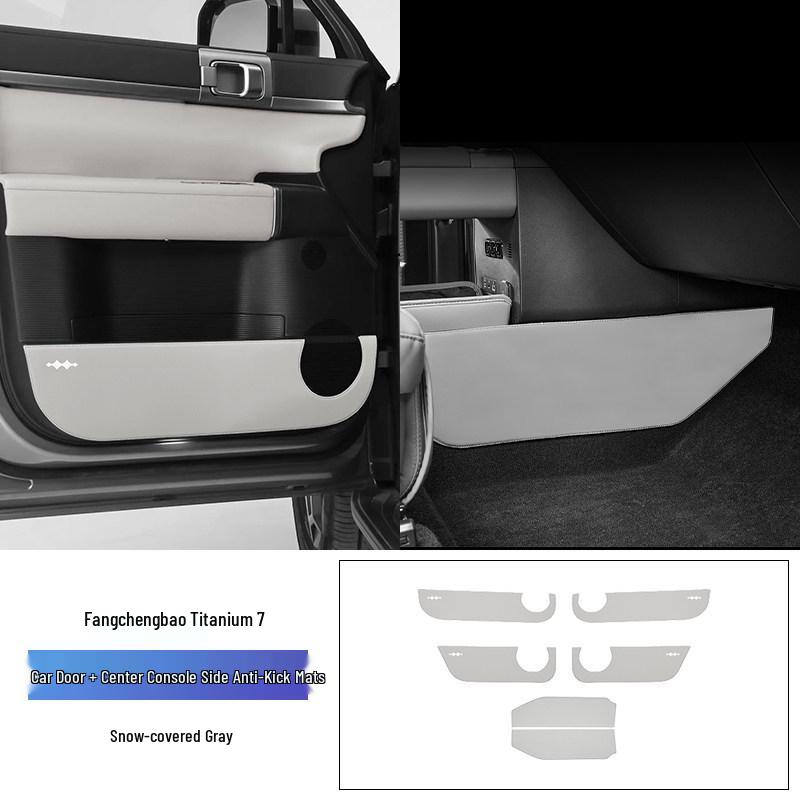 Leopard Titanium 7 Car Door Kick Mats - Anti-scratch Leather Protection Stickers for Interior Modification