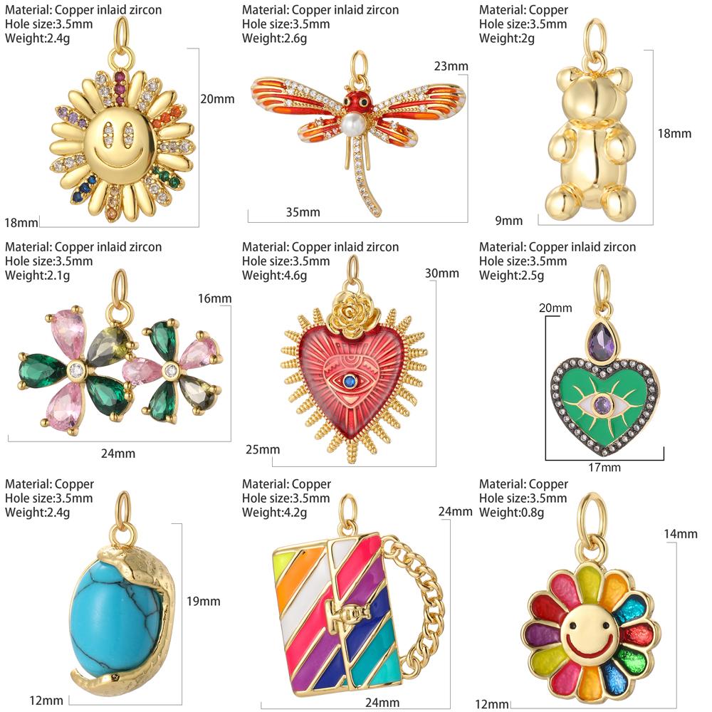 Evil Blue Eye Flower Heart Charms for Jewelry Making Cute Bird Butterfly Bear Gold Color Dijes Diy Earrings Necklace Bracelet