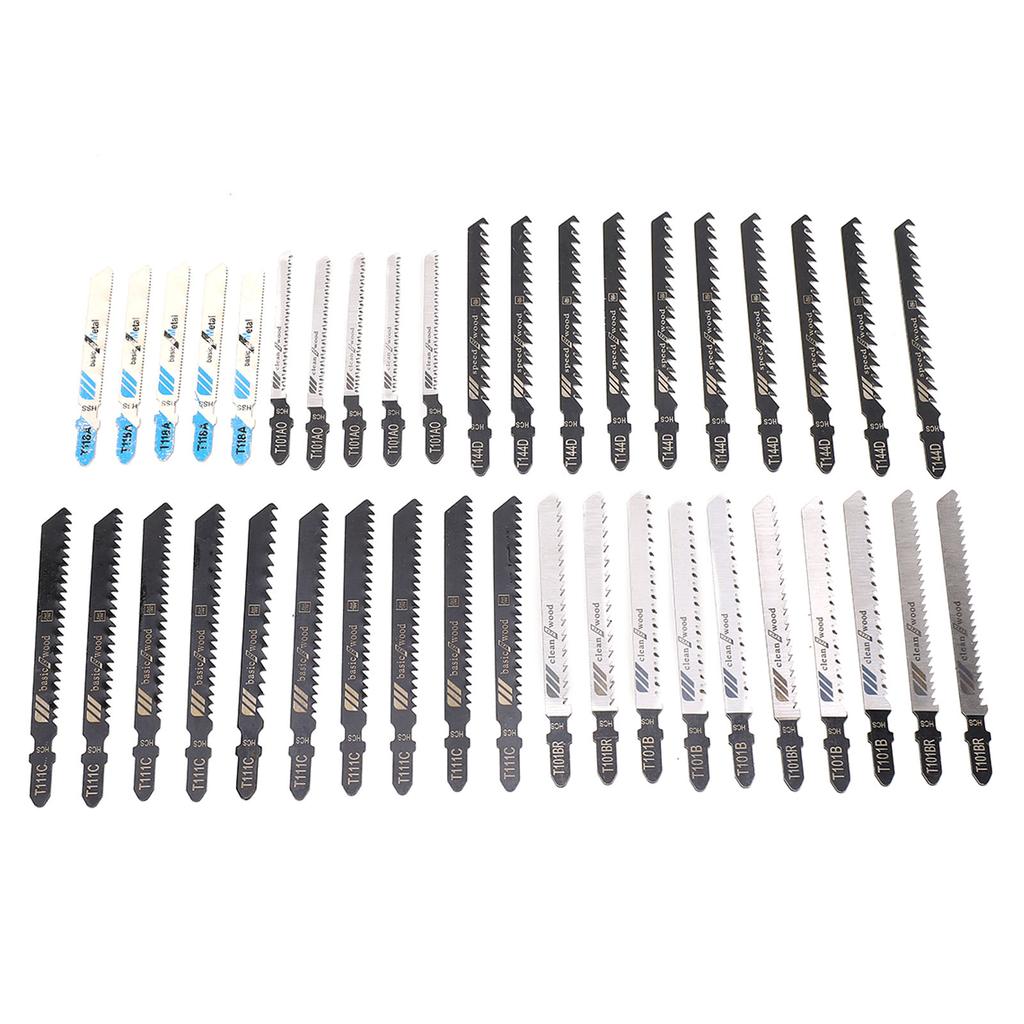 40Pcs Jigsaw Blade 6 Types High Speed Steel Reciprocating Sabre Saw Cutting Tool for Wood