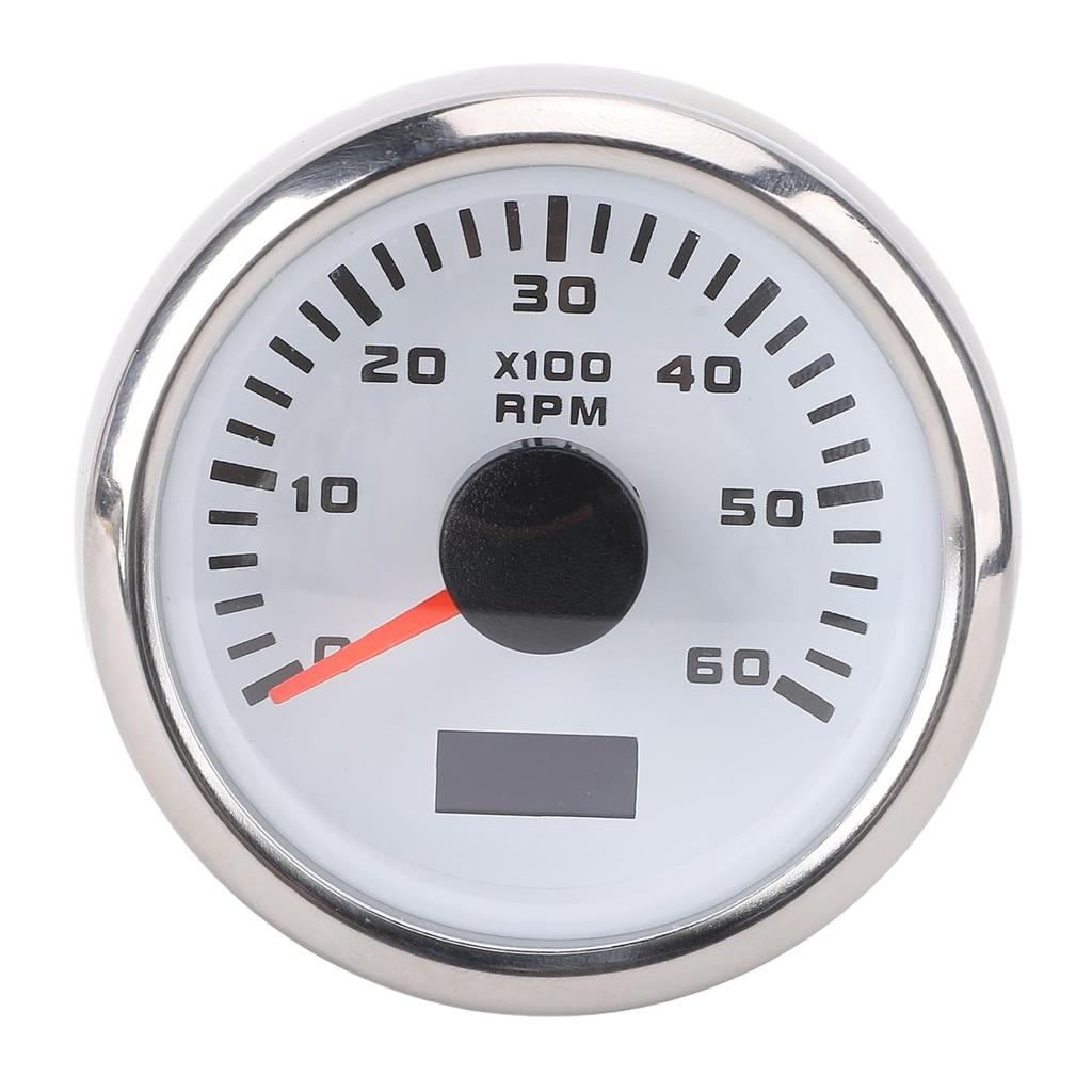 Tachometer Gauge, 52mm 2inch Car 6000RPM Automotive Tachometer with Hour Meter, 7 Color Backlight RPM Meter Kit for Truck Tractor Car RV Boat (White