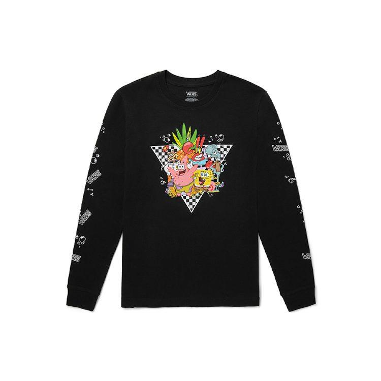 Vans X SPONGEBOB SQUAREPANTS Vans X SPONGEBOB T Shirts Women's Black Crew Neck Moderate Straight Fit VN0A5I3FYZS