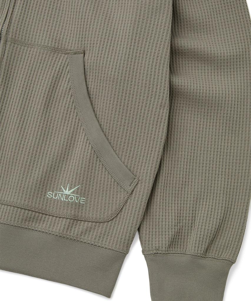 Sunlovetour Aero Waffle Zip Up Hoodie Taupe