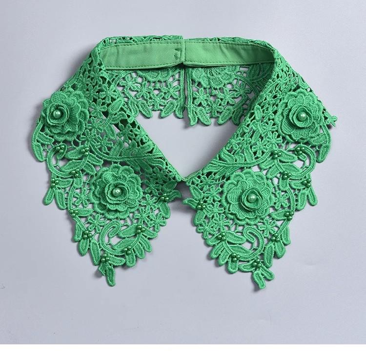 Fashion Beading Fake Collar For Women White Lace Hollow False Detachable Collar Lapel Shirt Tie Necklace Clothes Accessory